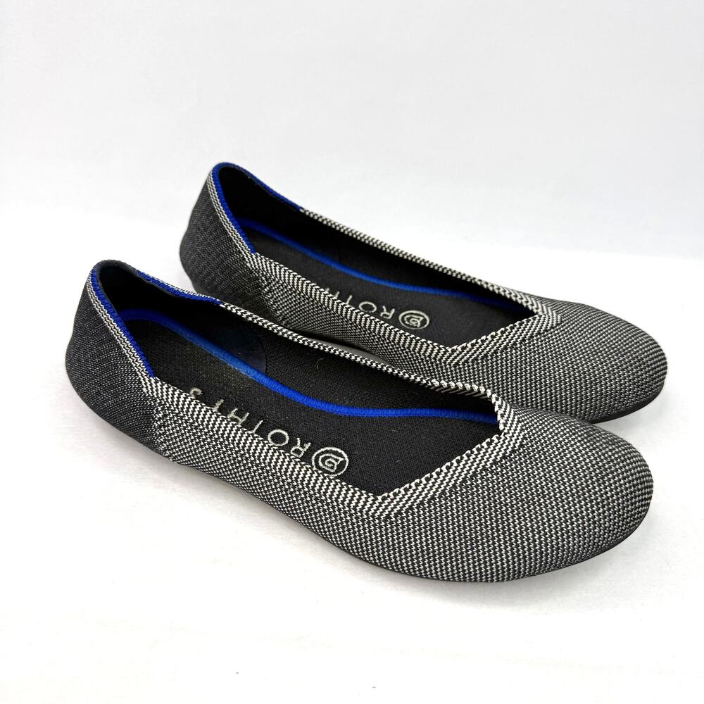 Rothy's The Daily Flat Black and White Size 7